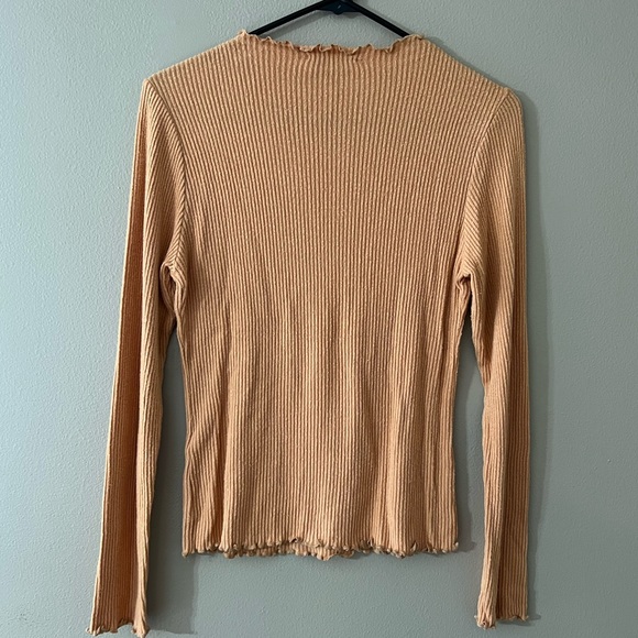 Gilli Women's Copper Lettuce Trim Soft Ribbed Knit Top - Size M - Picture 7 of 10
